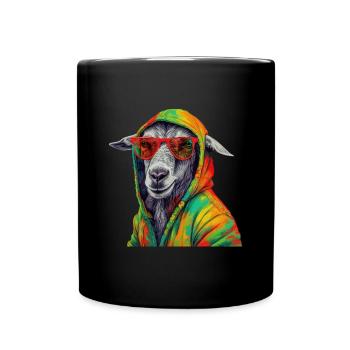 Goat with Sunglasses Colorful Cool Goats - Full Colour Mug - black - Front