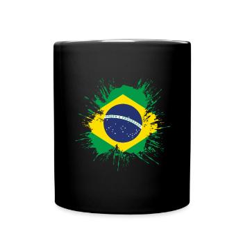 Brasilien Flagge Brasilianische Fahne Südamerika - Tasse einfarbig - Schwarz - Vorne