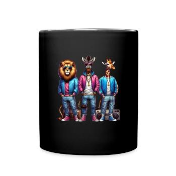 Three stylish anthropomorphic animals - Full Colour Mug - black - Front