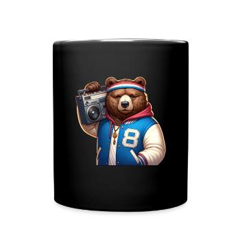 Stilisierte Illustration eines coolen Bären - Tasse einfarbig - Schwarz - Vorne