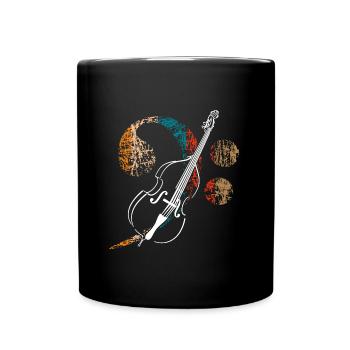 Grande clé de fa avec contrebasse - Mug uni - noir - Devant