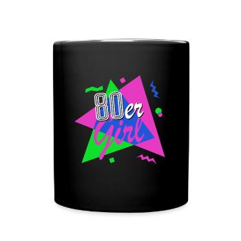 80er Girl - 80er Jahre - bunt + verrückt - retro - Tasse einfarbig - Schwarz - Vorne