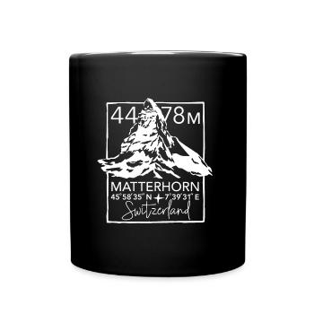 Matterhorn Wandern Zermatt Andenken Souvenir - Tasse einfarbig - Schwarz - Vorne