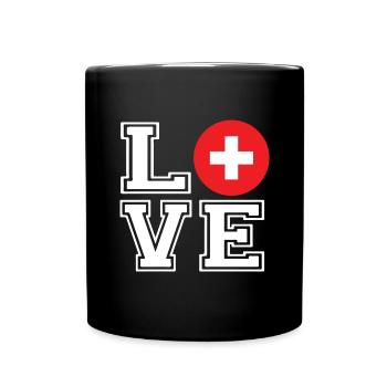 Love Switzerland / Love Schweiz Land Länder - Tasse einfarbig - Schwarz - Vorne