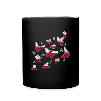 Polen Schmetterlinge Fußball Polen - Tasse einfarbig - Schwarz - Vorne