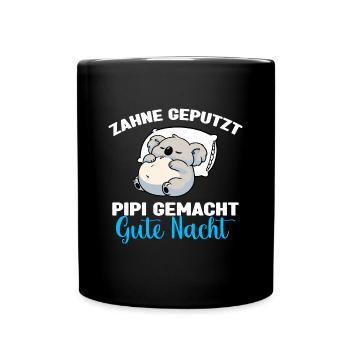 Koala Schlafshirt Koala Pyjama Gute Nacht - Tasse einfarbig - Schwarz - Vorne