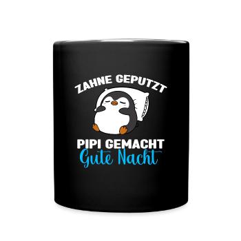 Pinguin Schlafshirt Pinguin Gute Nacht - Tasse einfarbig - Schwarz - Vorne