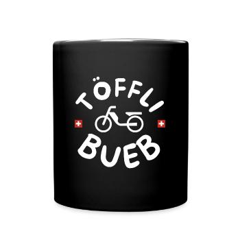 Töfflibueb, Schweiz Mofa 80er 90er lustige Sprüche - Tasse einfarbig - Schwarz - Vorne