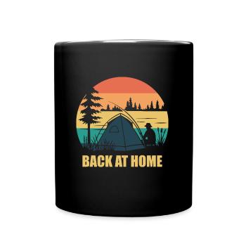 Pêche au lac avec tente - Retour à la maison - Mug uni - noir - Devant