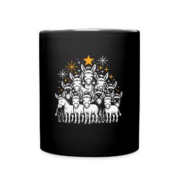 Esel Weihnachten - Tasse einfarbig - Schwarz - Vorne