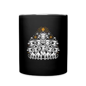 Kuh Weihnachten - Tasse einfarbig - Schwarz - Vorne