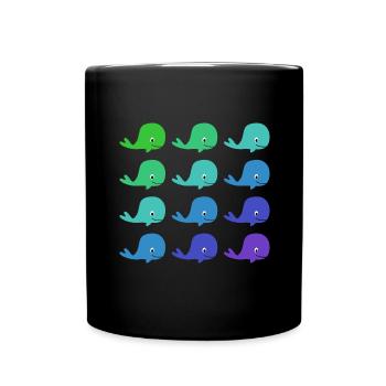 Motif baleines - Mug uni - noir - Devant