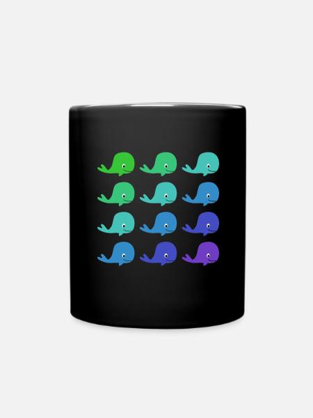Motif baleines - Mug uni - noir