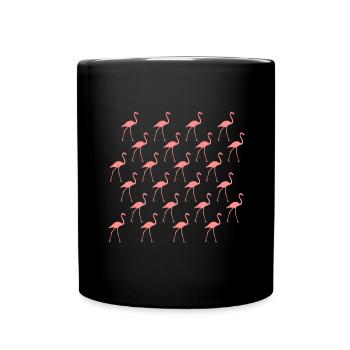 Flamingo rosa Muster - Tasse einfarbig - Schwarz - Vorne