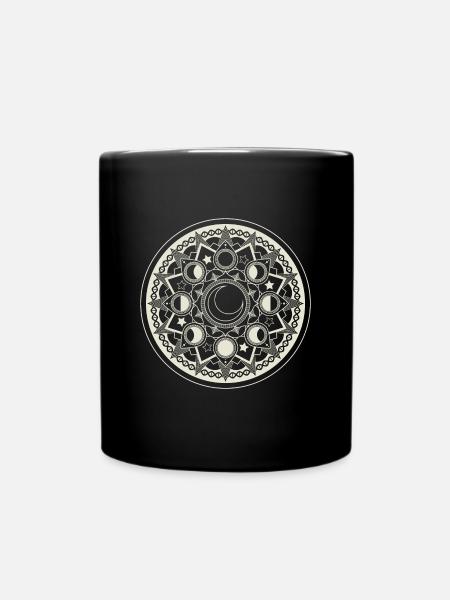 Pale Moon Mandala - Full Colour Mug - black