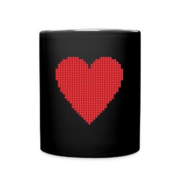 Herz Stick Kreuzstich Handarbeit - Tasse einfarbig - Schwarz - Vorne