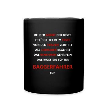 Baggerfahrer Bauarbeiter Liebhaber Arbeit Geschenk - Tasse einfarbig - Schwarz - Vorne