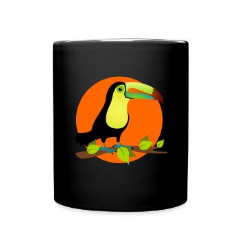 toucan exotique sous les tropiques devant un soleil - Mug uni - noir - Devant