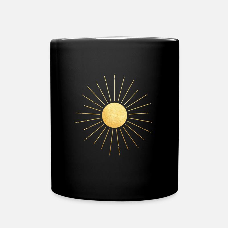 Soleil doré avec rayons de soleil, yoga, ésotérisme - Mug uni - noir