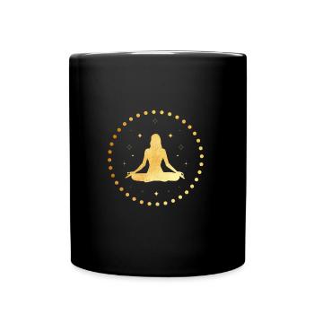 Goldener Yogi mit Sonnenstrahlen, Yoga, Esoterik - Tasse einfarbig - Schwarz - Vorne
