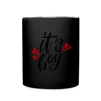 its a Boy ist ein Junge Schwangerschaft Pregnant - Tasse einfarbig - Schwarz - Vorne