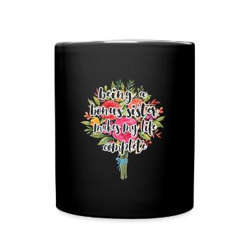Bonus-Schwester Beste Stiefschwester Geschenk - Tasse einfarbig - Schwarz - Vorne