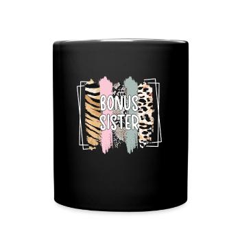 Bonus-Schwester Geschenk Beste Stiefschwester - Tasse einfarbig - Schwarz - Vorne