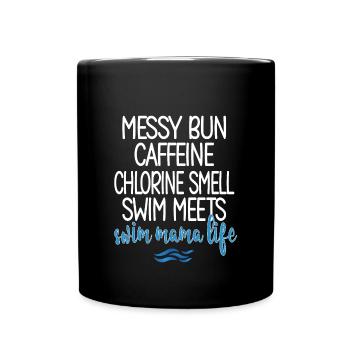 Schwimmmama Mama Eines Schwimmers Schwimm-Mutter - Tasse einfarbig - Schwarz - Vorne