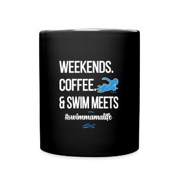 Schwimmmama Mama Eines Schwimmers Schwimm-Mutter - Tasse einfarbig - Schwarz - Vorne