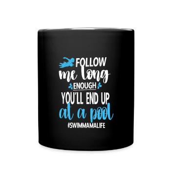 Schwimmmama Mama Eines Schwimmers Schwimm-Mutter - Tasse einfarbig - Schwarz - Vorne