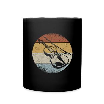 Geige Retro Violine Violinist Geigenspieler - Tasse einfarbig - Schwarz - Vorne