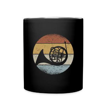 Retro Waldhorn Hornist Orchester Horn Musiker - Tasse einfarbig - Schwarz - Vorne