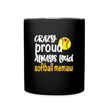 Memaw Grandma By Softball Player Softball Memaw - Full Colour Mug - black - Front