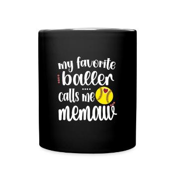 Memaw Grandma By Softball Player Softball Memaw - Full Colour Mug - black - Front