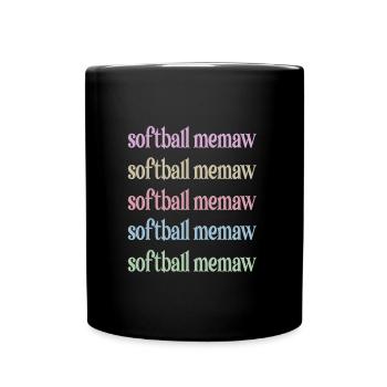 Memaw Grandma By Softball Player Softball Memaw - Full Colour Mug - black - Front