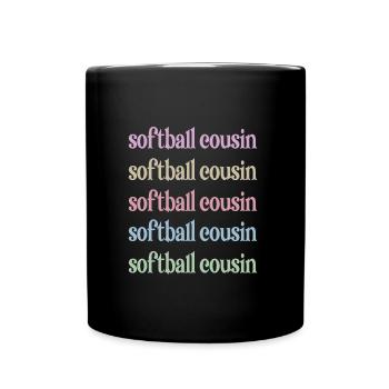 Proud softball cousin softball player cousin - Full Colour Mug - black - Front