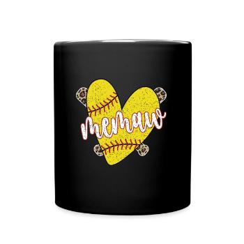 Memaw Grandma Of a Softball Player Softball Memaw - Full Colour Mug - black - Front