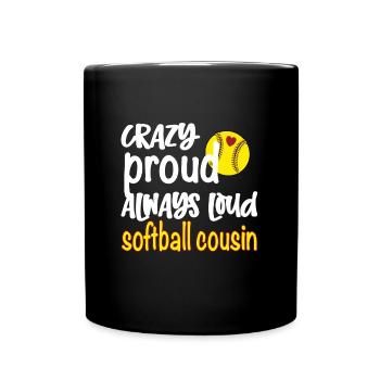 Proud softball cousin softball player cousin - Full Colour Mug - black - Front
