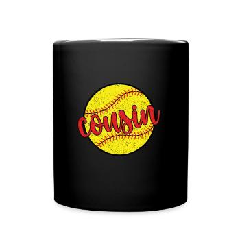 Proud Softball Cousin of a Softball Player - Full Colour Mug - black - Front