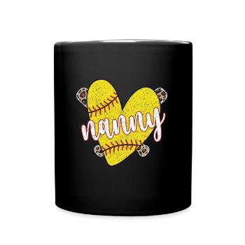 Nanny Grandma Of a Softball Player Softball Nanny - Full Colour Mug - black - Front