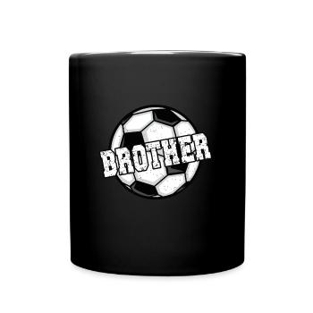 Proud football brother of a football player - Full Colour Mug - black - Front