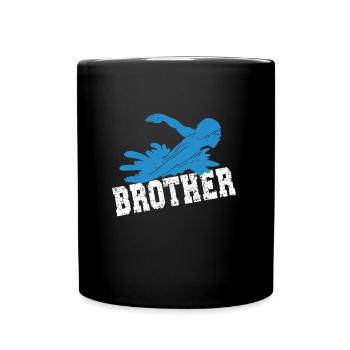 Proud Swimming Brother Brother Of a Swimmer - Full Colour Mug - black - Front