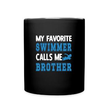 Proud Swimming Brother Brother Of a Swimmer - Full Colour Mug - black - Front