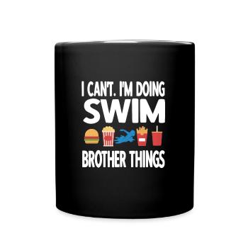 Proud Swimming Brother Brother Of a Swimmer - Full Colour Mug - black - Front