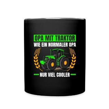 Opa Mit Traktor Wie Ein Normaler Opa Traktor - Tasse einfarbig - Schwarz - Vorne