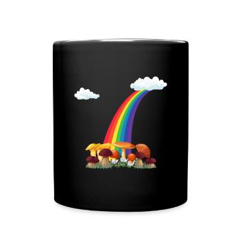 mushroom picking autumn rainbow mushroom picker - Full Colour Mug - black - Front