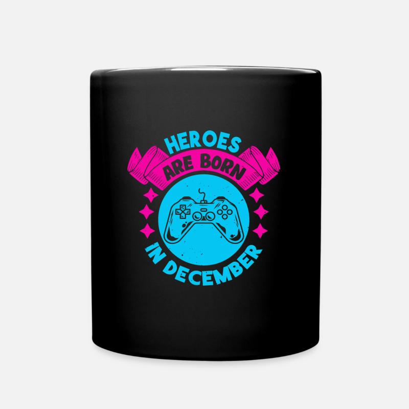 Les héros naissent en décembre - Gamer Design - Mug uni - noir