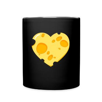 Käse Herz - Geschenk Gouda Cheddar Pizza Brot - Tasse einfarbig - Schwarz - Vorne