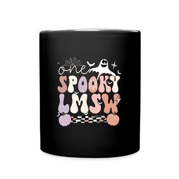 LMSW Licensed Master Social Worker Halloween - Full Colour Mug - black - Front