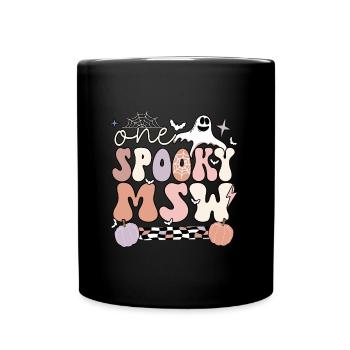MSW Master Of Social Work Halloween Social Worker - Full Colour Mug - black - Front